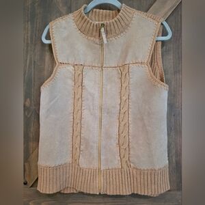 Vintage Sarah Bentley Suede/ Cable Knit Vest Size Medium